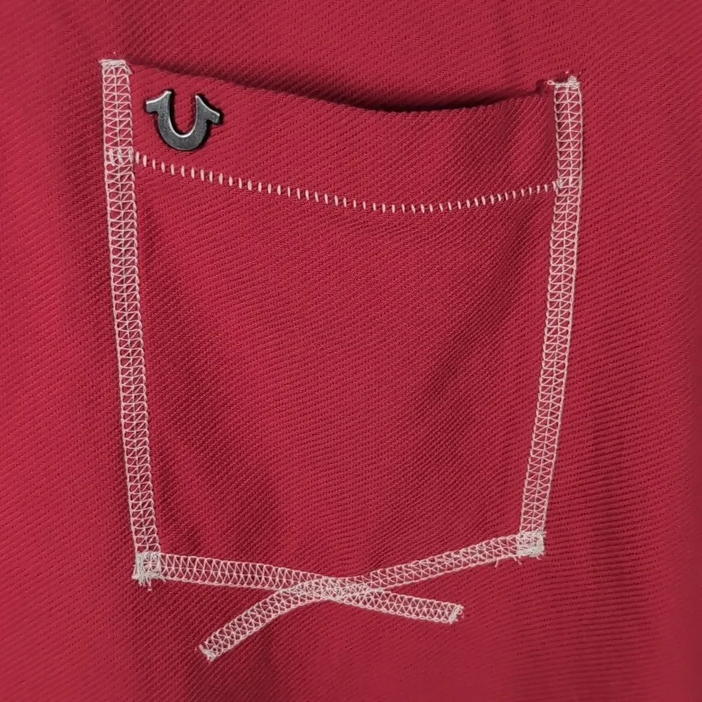 True Religion Ruby Red Elongated Muscle Tee XL Y2K Minimalist Streetwear